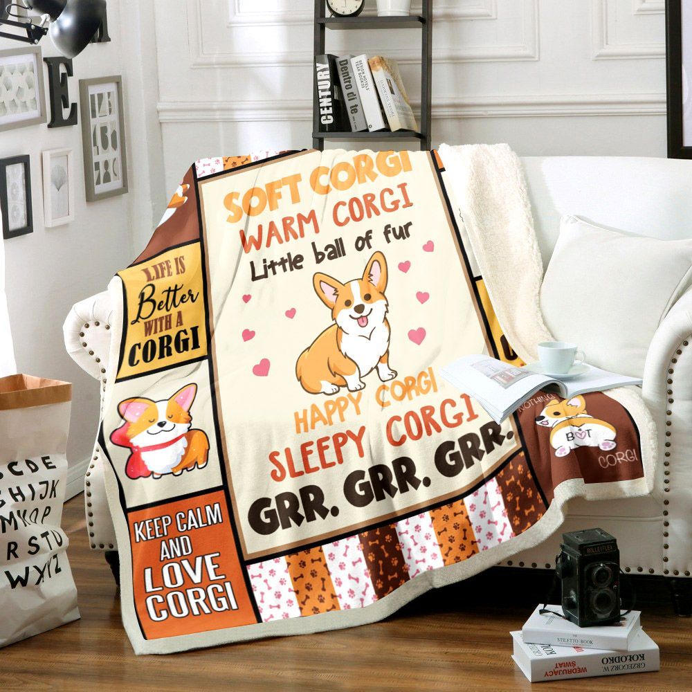 Corgi Dog Sherpa Fleece Blanket