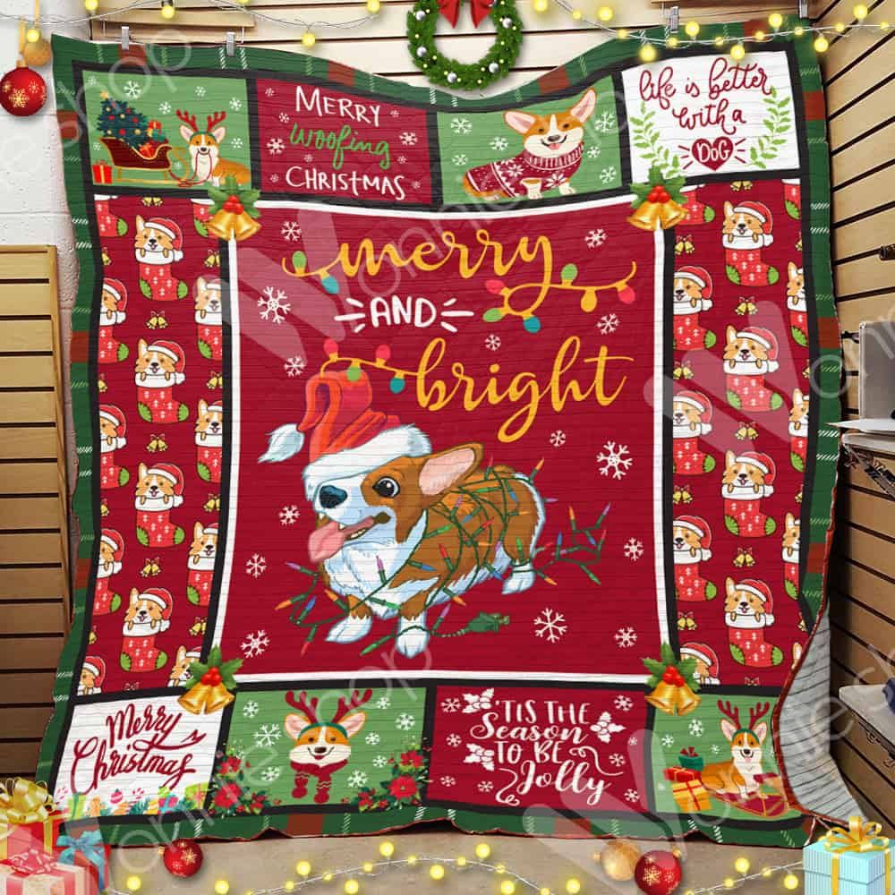 Corgi Dog Christmas CL14100139MDQ Quilt Blanket