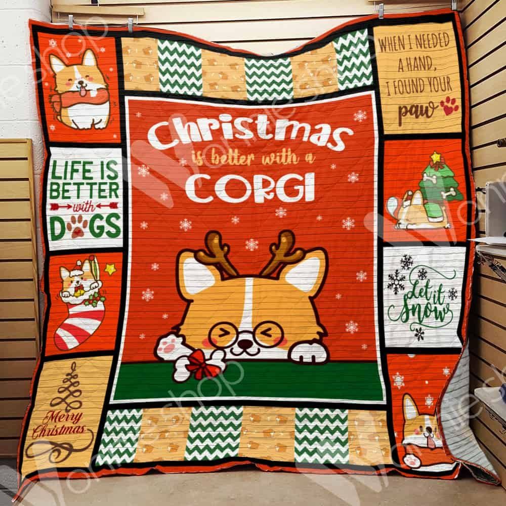 Corgi Dog Christmas CL15100109MDQ Quilt Blanket