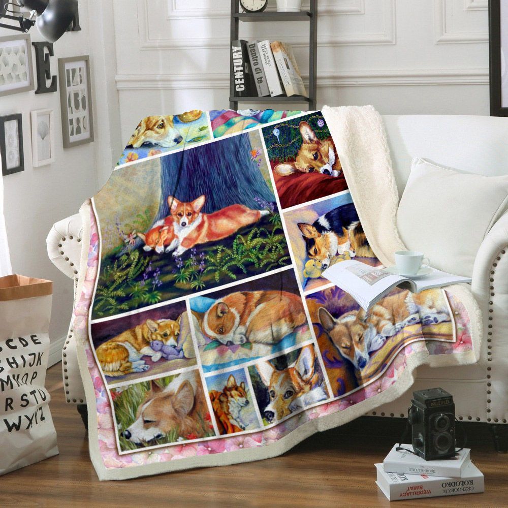 Corgi Dog Sherpa Fleece Blanket