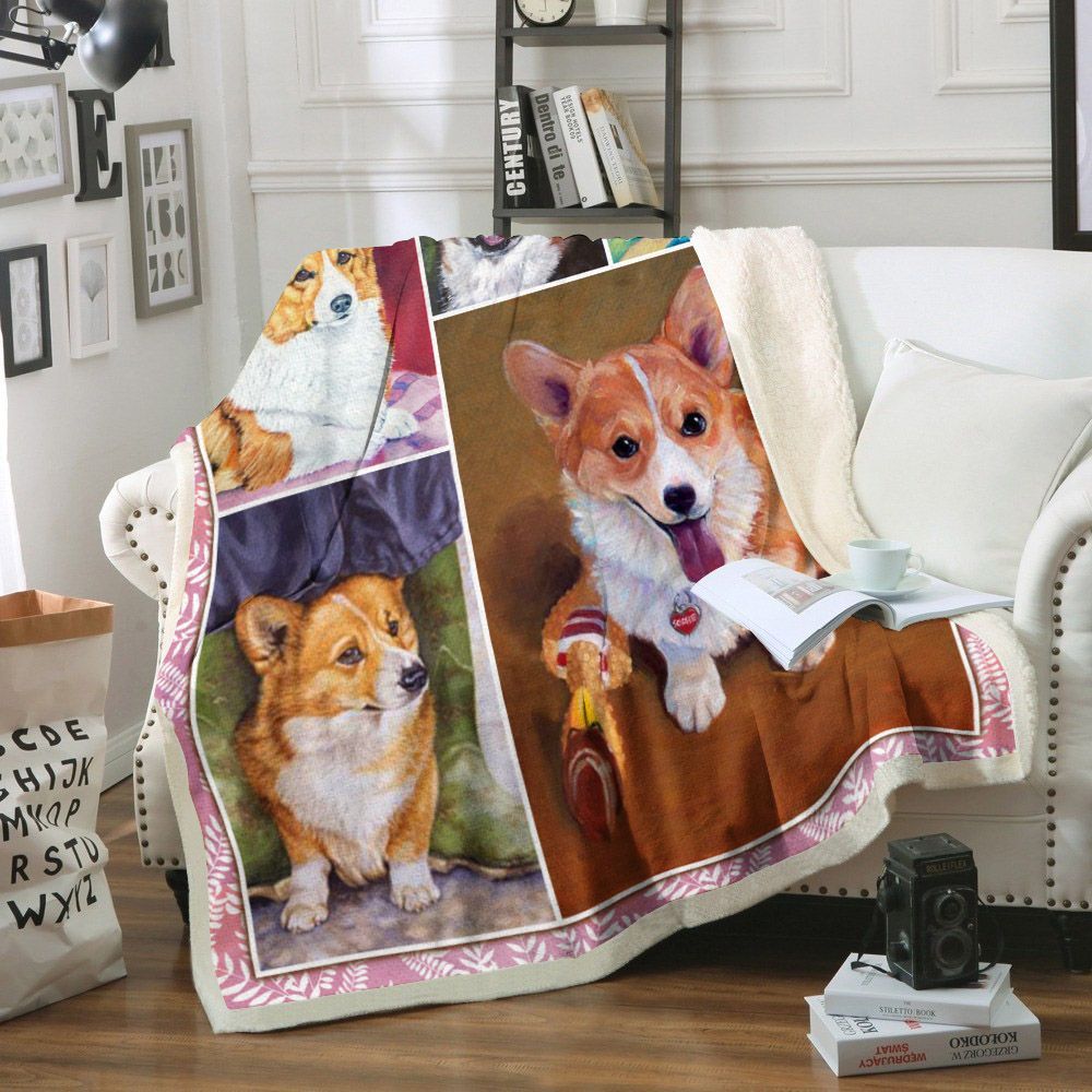 Corgi Dog Sherpa Fleece Blanket