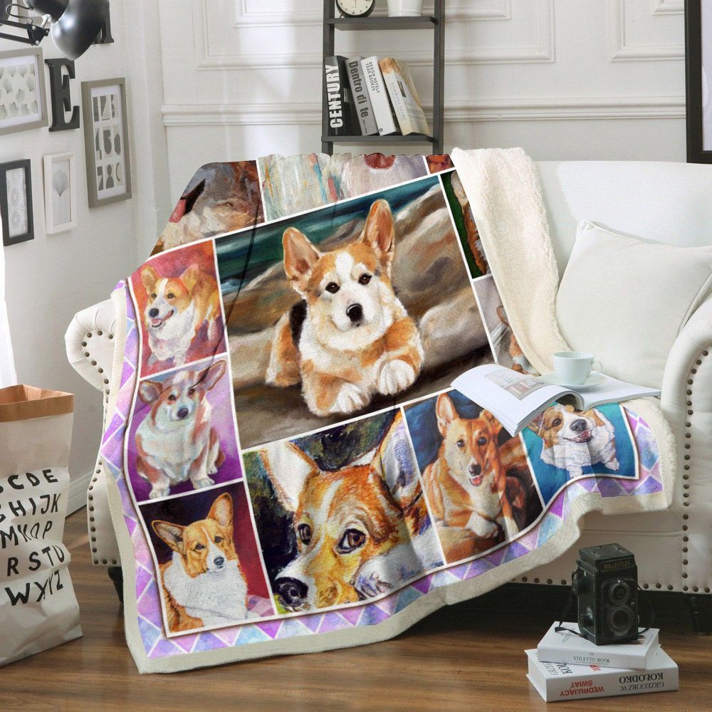 Corgi Dog Sherpa Fleece Blanket
