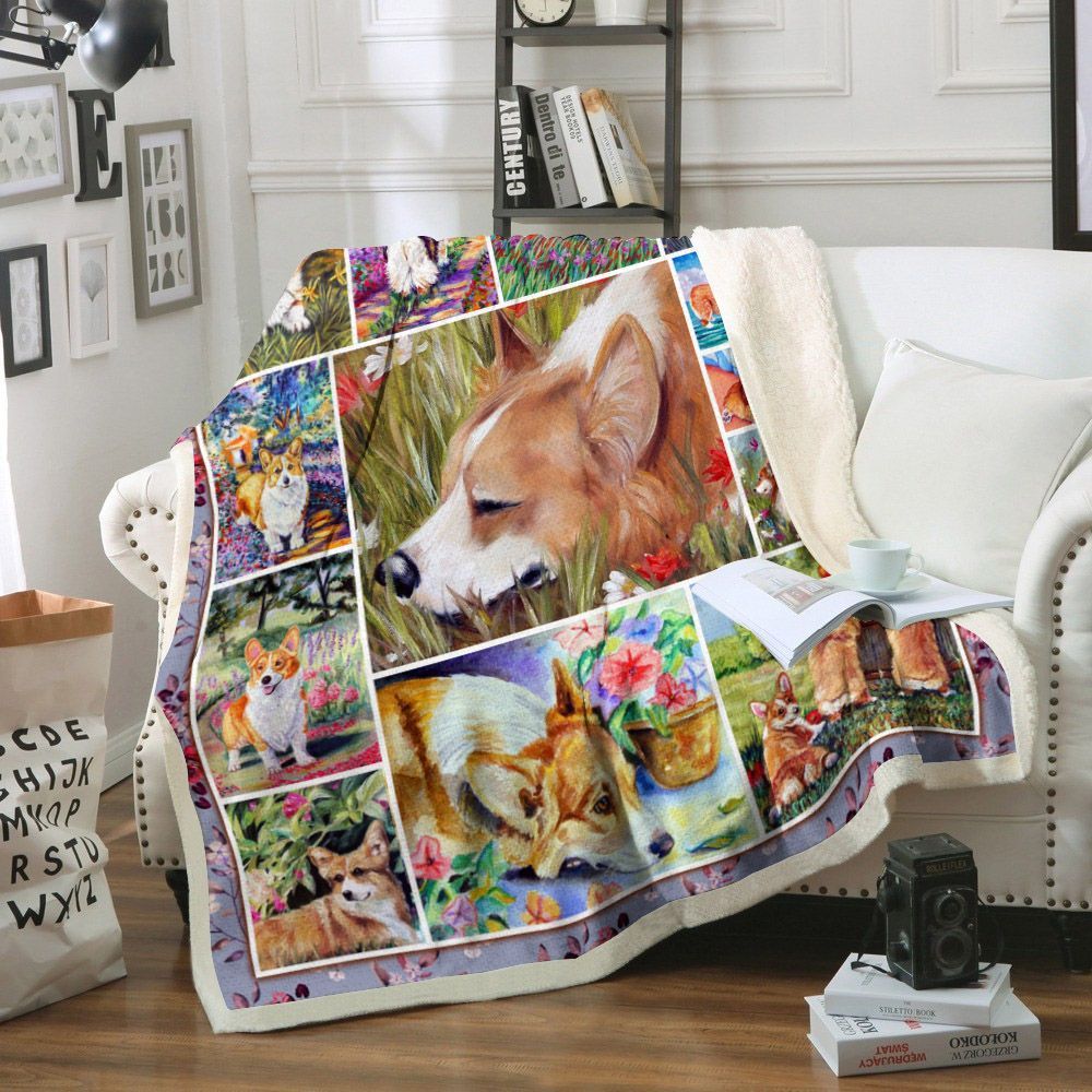 Corgi Dog Sherpa Fleece Blanket