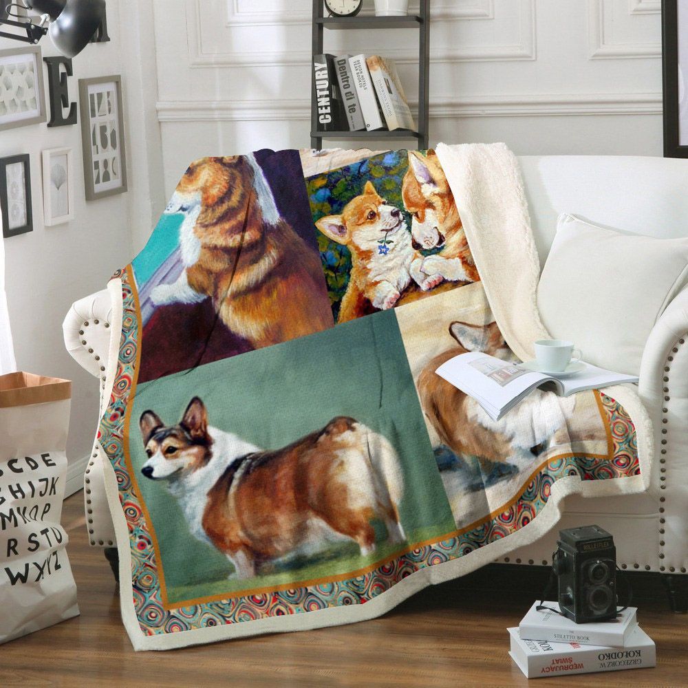 Corgi Dog Sherpa Fleece Blanket