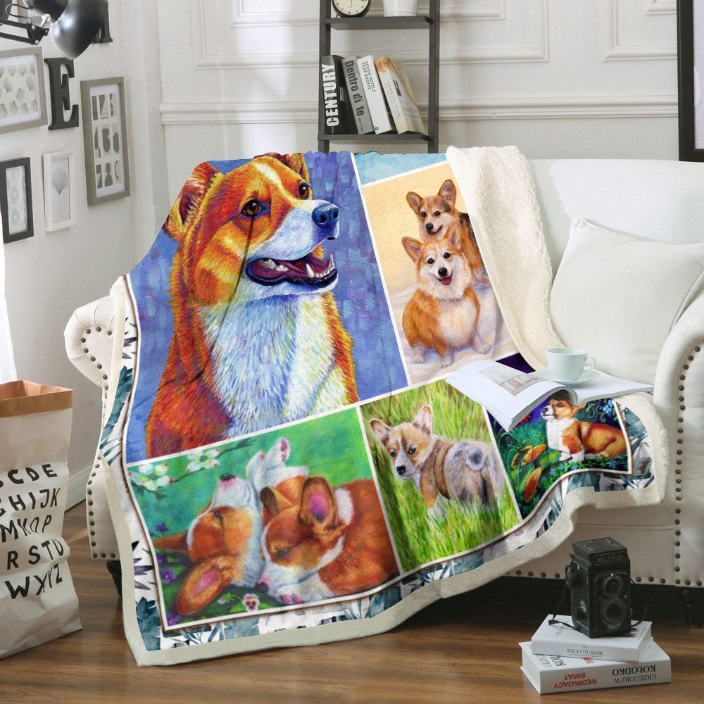 Corgi Dog Sherpa Fleece Blanket