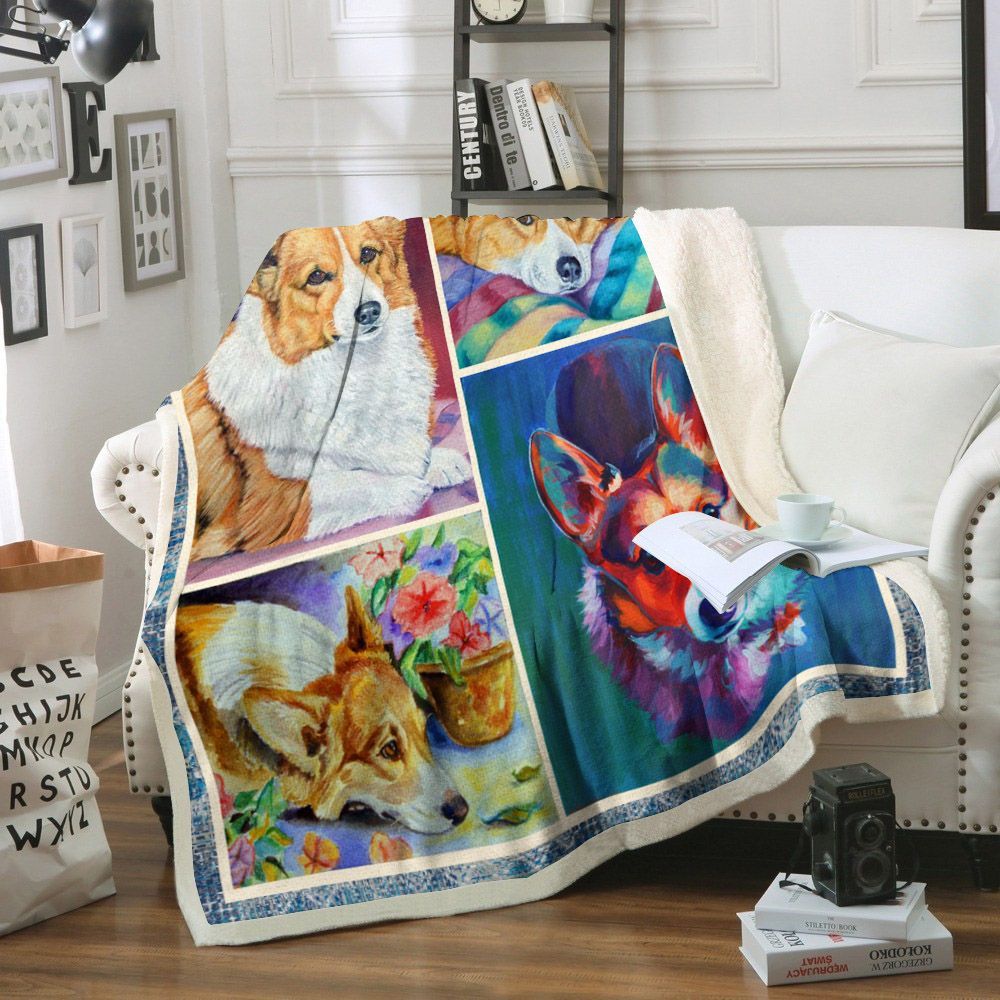 Corgi Dog Sherpa Fleece Blanket