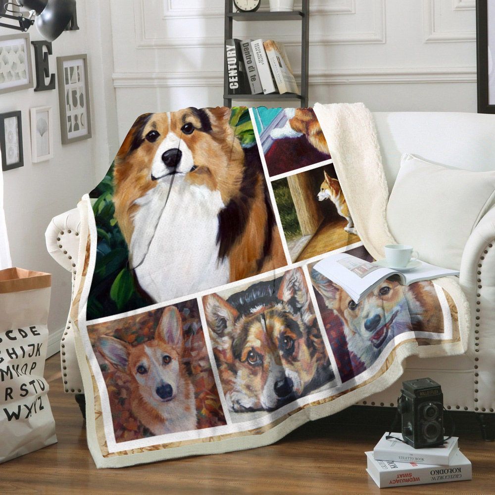 Corgi Dog Sherpa Fleece Blanket