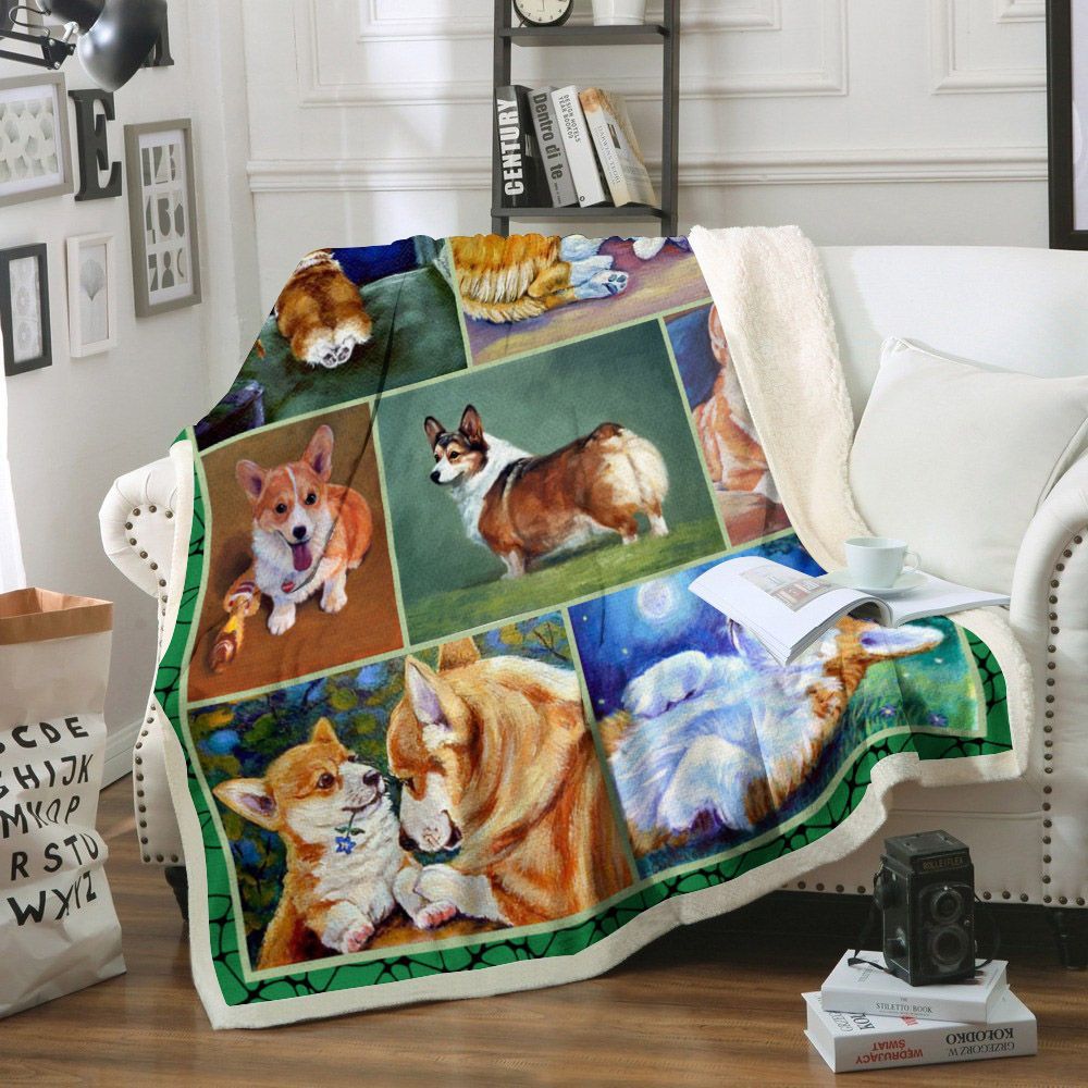 Corgi Dog Sherpa Fleece Blanket