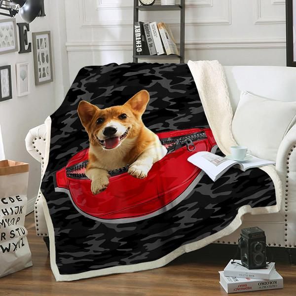 Corgi Dog Sherpa Fleece Blanket
