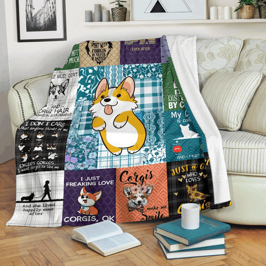 Corgi Dog Sherpa Fleece Blanket