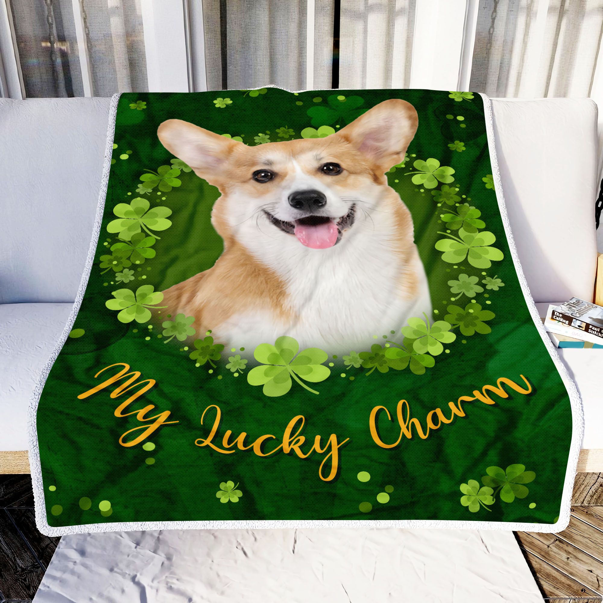 Corgi Dog My Lucky Charm Fleece Blanket