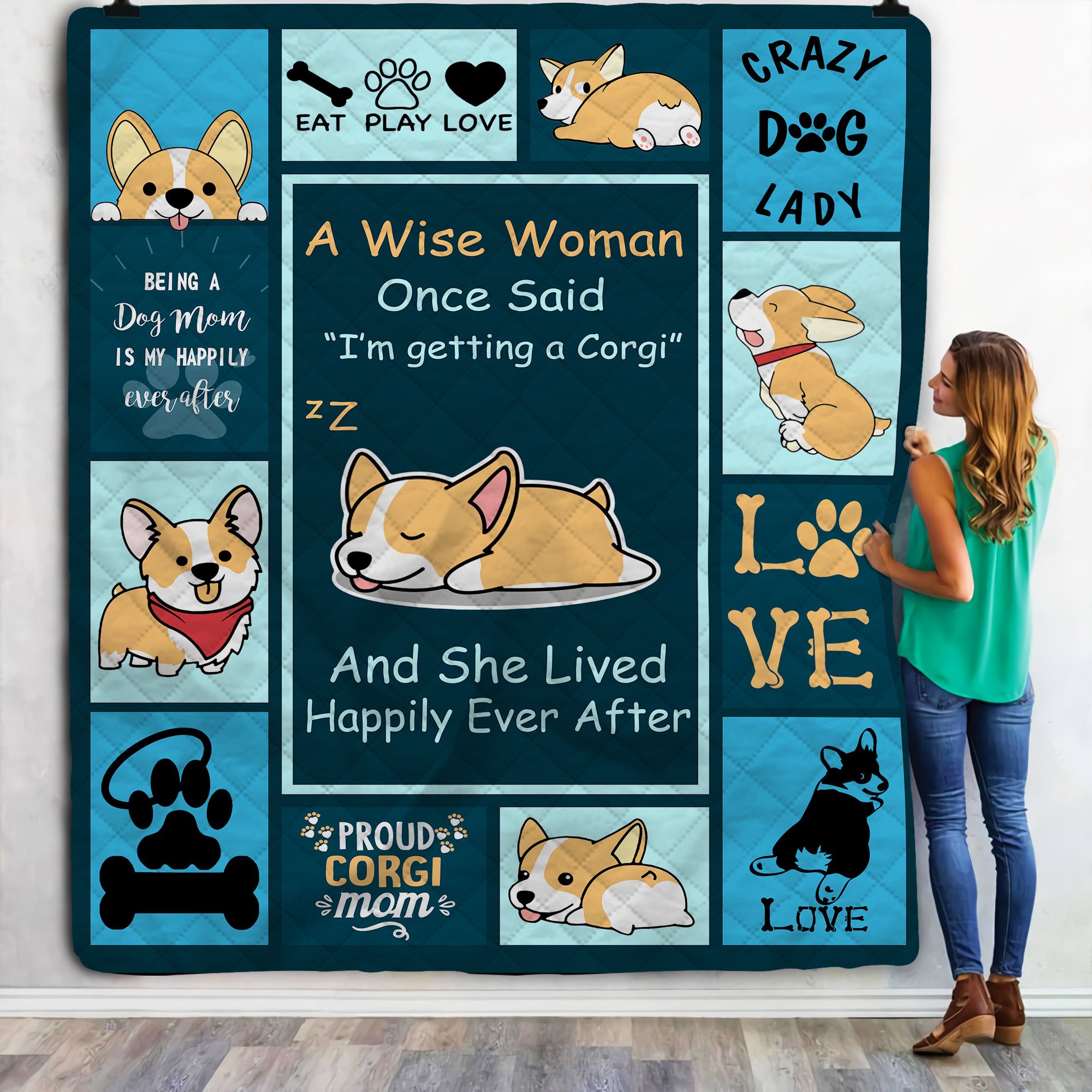 Corgi Dog She Lived Happily Ever After Fleece Blanket