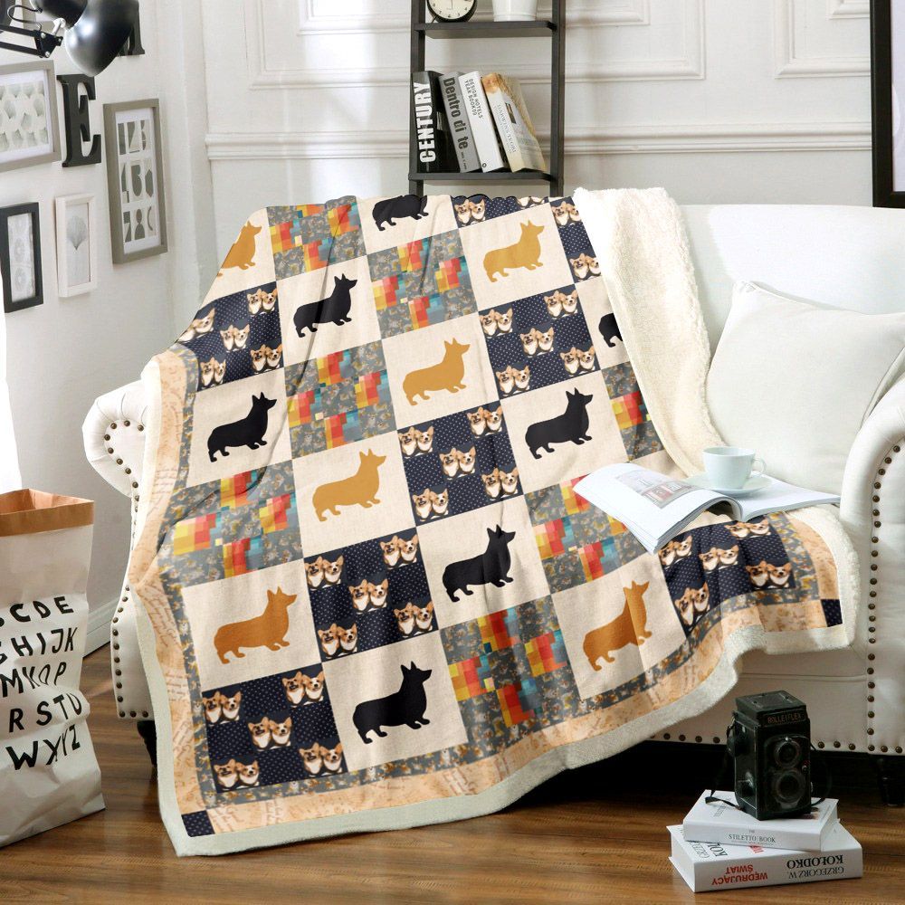 Corgi Dog Sherpa Fleece Blanket