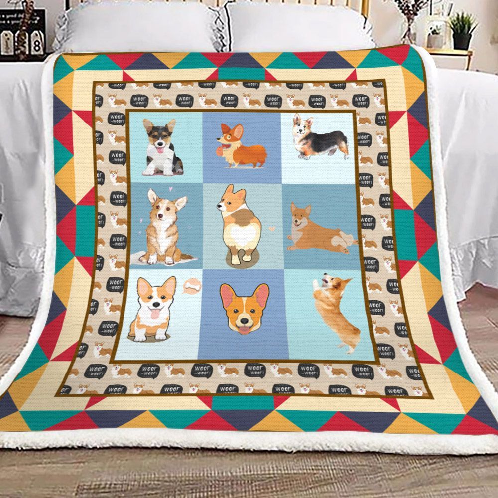 Corgi Dog Sherpa Fleece Blanket