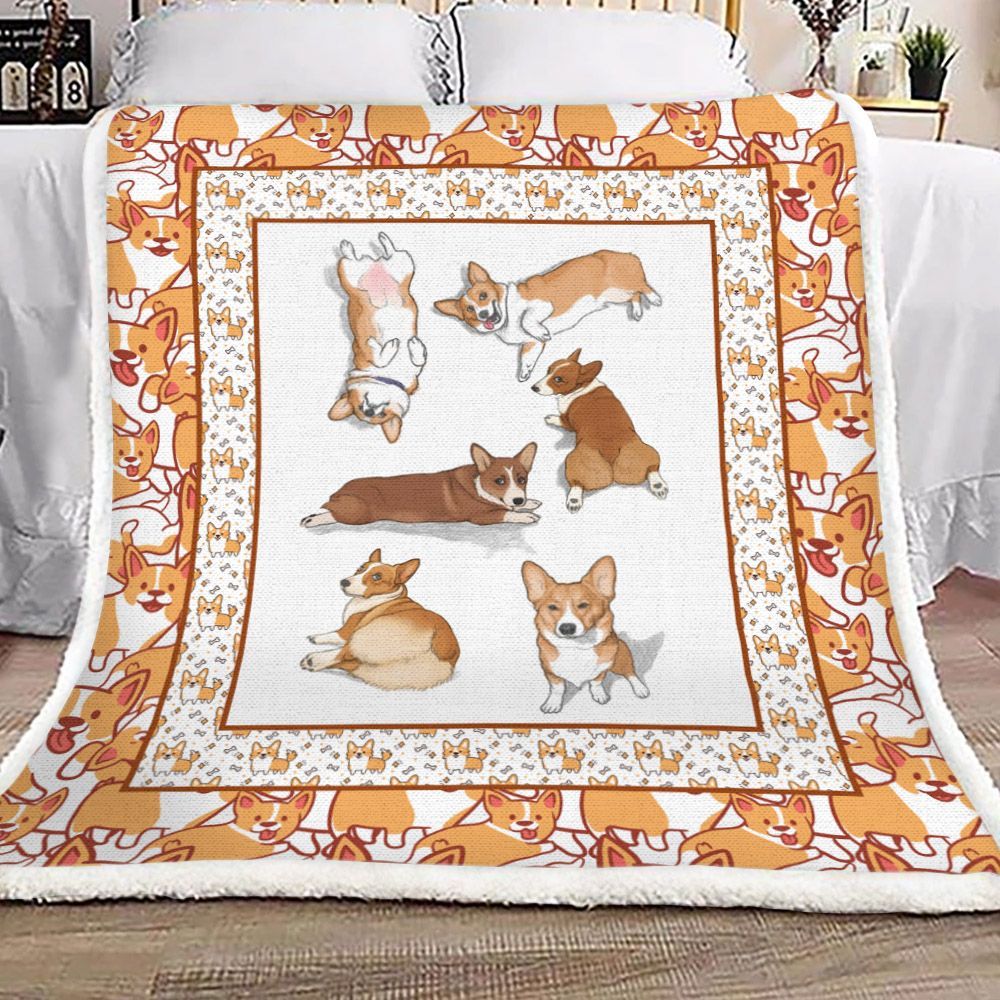 Corgi Dog Sherpa Fleece Blanket