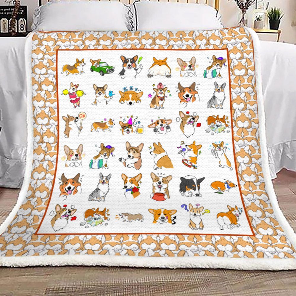 Corgi Dog Sherpa Fleece Blanket