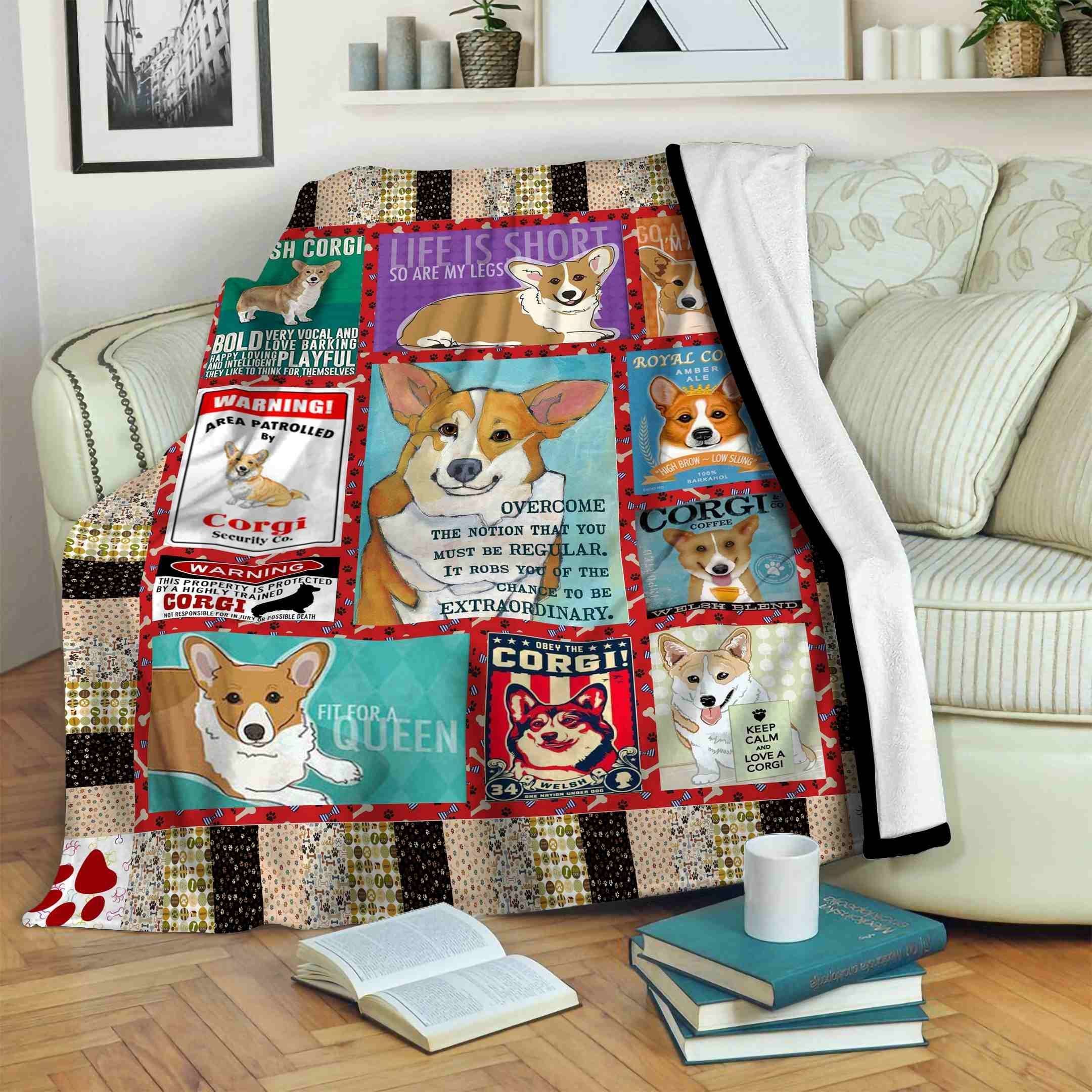 Corgi Fleece Blanket