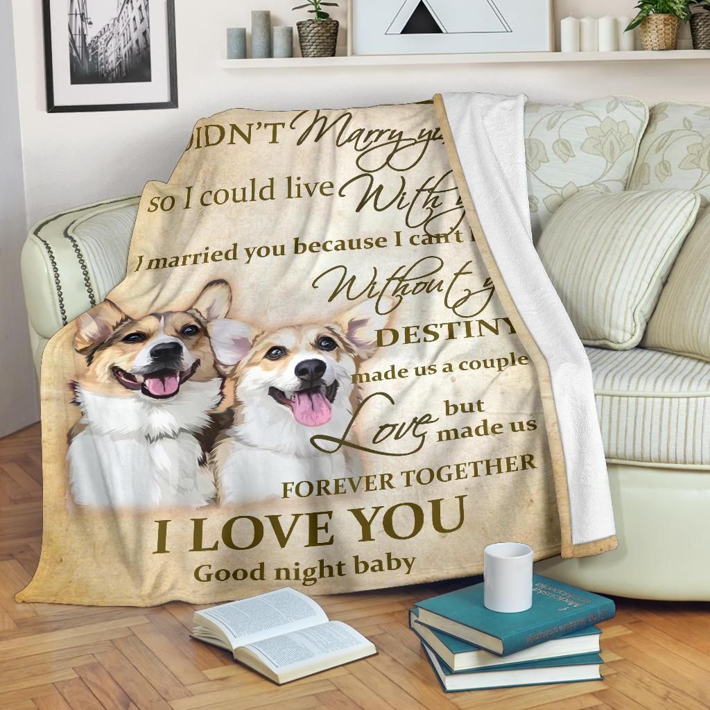Corgi Good Night Sherpa Fleece Blanket