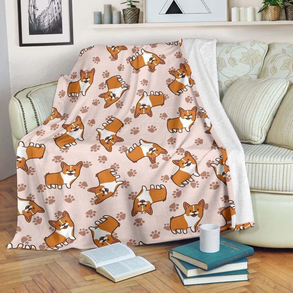 Corgi Sherpa Fleece Blanket