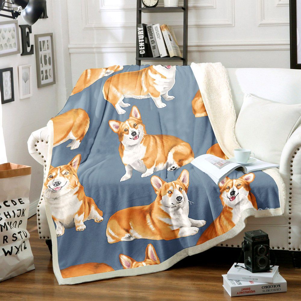 Corgi Sherpa Fleece Blanket