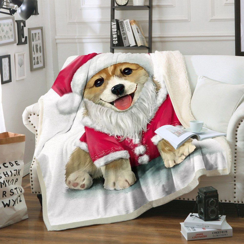 Corgi Sherpa Fleece Blanket