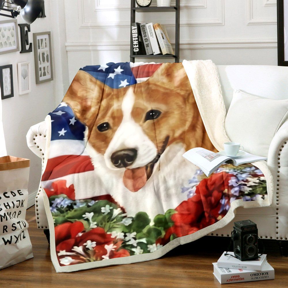Corgi House Flag Sherpa Fleece Blanket