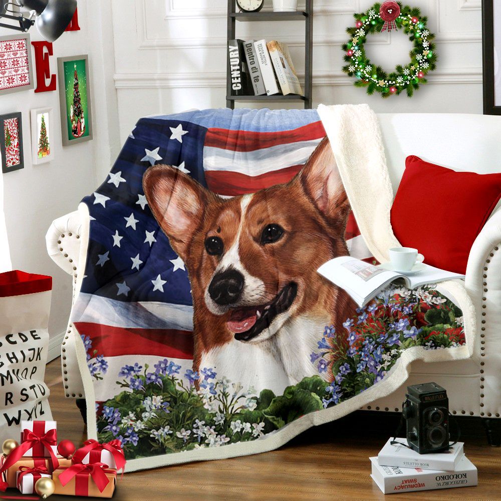Corgi House Flag Sherpa Fleece Blanket