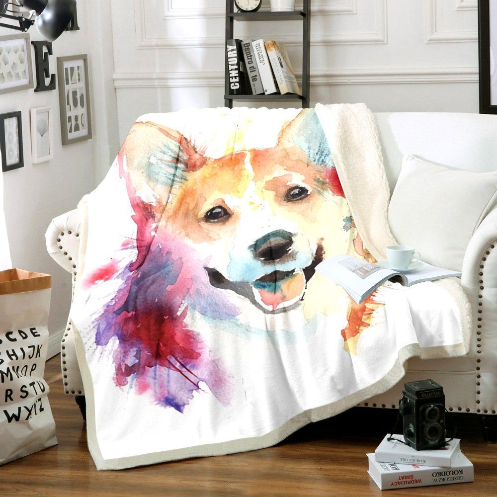 Corgi Sherpa Fleece Blanket