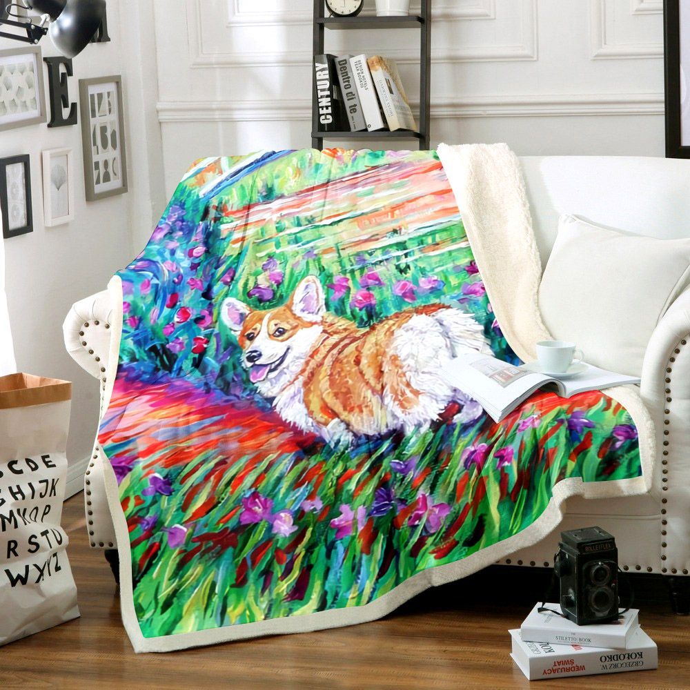 Corgi Sherpa Fleece Blanket