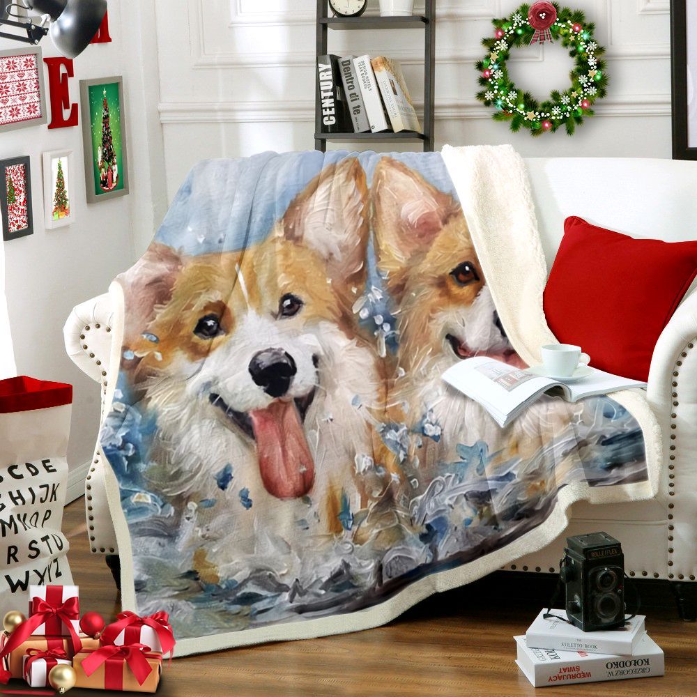 Corgi Sherpa Fleece Blanket