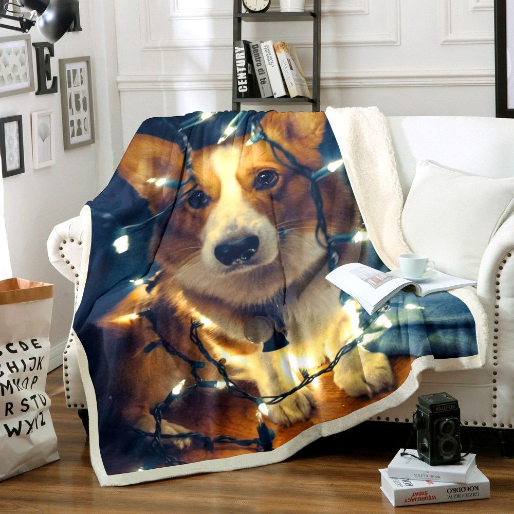 Corgi Sherpa Fleece Blanket