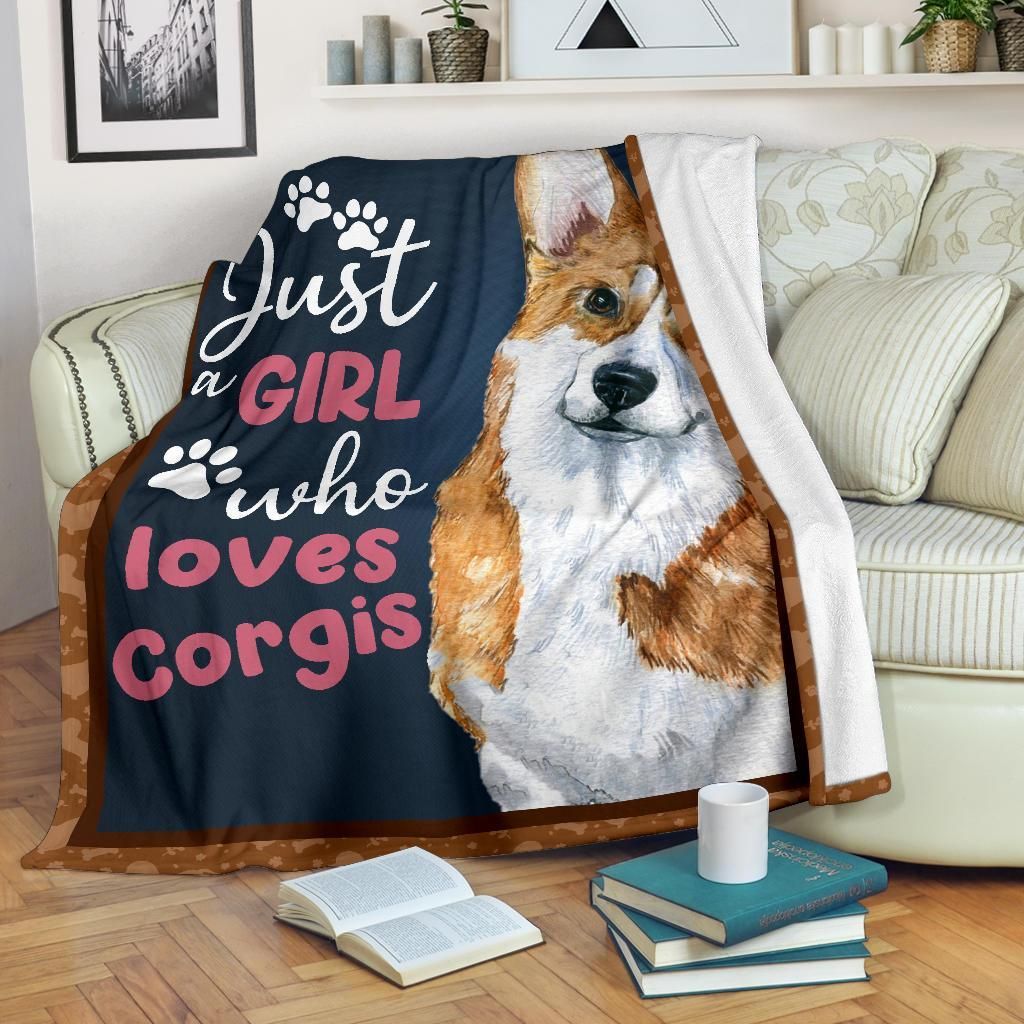 Corgi Just A Girl Sherpa Fleece Blanket