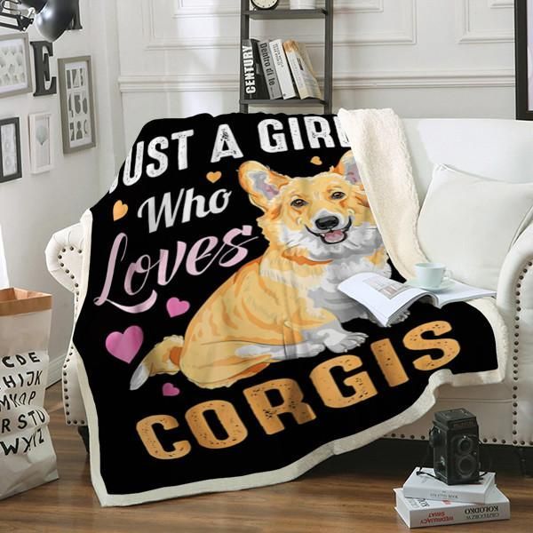 Corgi Just A Girl Sherpa Fleece Blanket