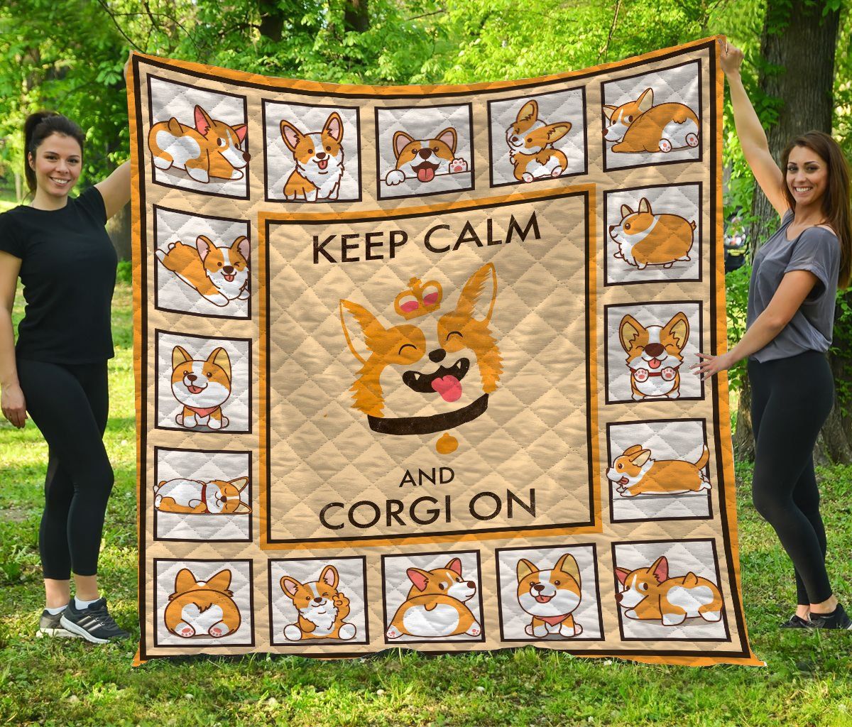 Corgi Keep Clam And Corgi On Quilt Blanket Dhc04012021Dd