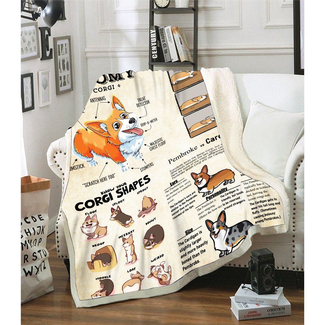 Corgi Knowledge Pembroke Vs Cardigan Vintage Sherpa Fleece Blanket