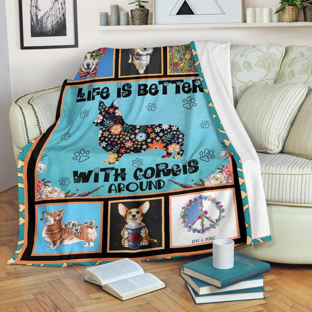 Corgi Life Better Sherpa Fleece Blanket