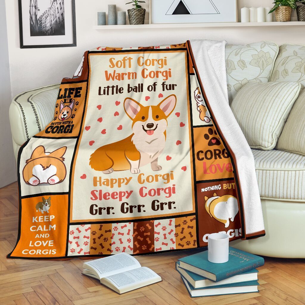Corgi Little Ball Of Fur Sherpa Fleece Blanket