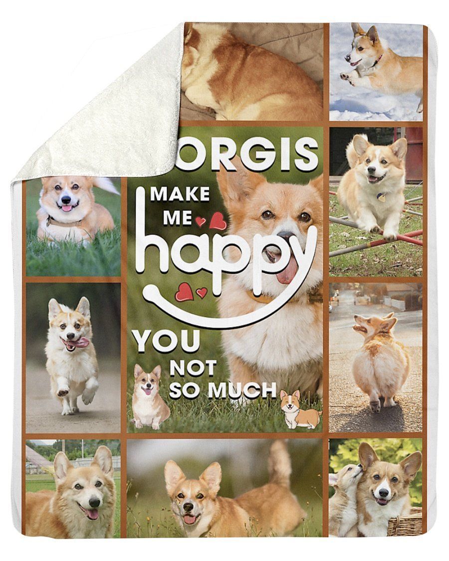Corgi Make Me Happy Lovely Corgis Design Gifts For Corgi Lovers Fleece Blanket