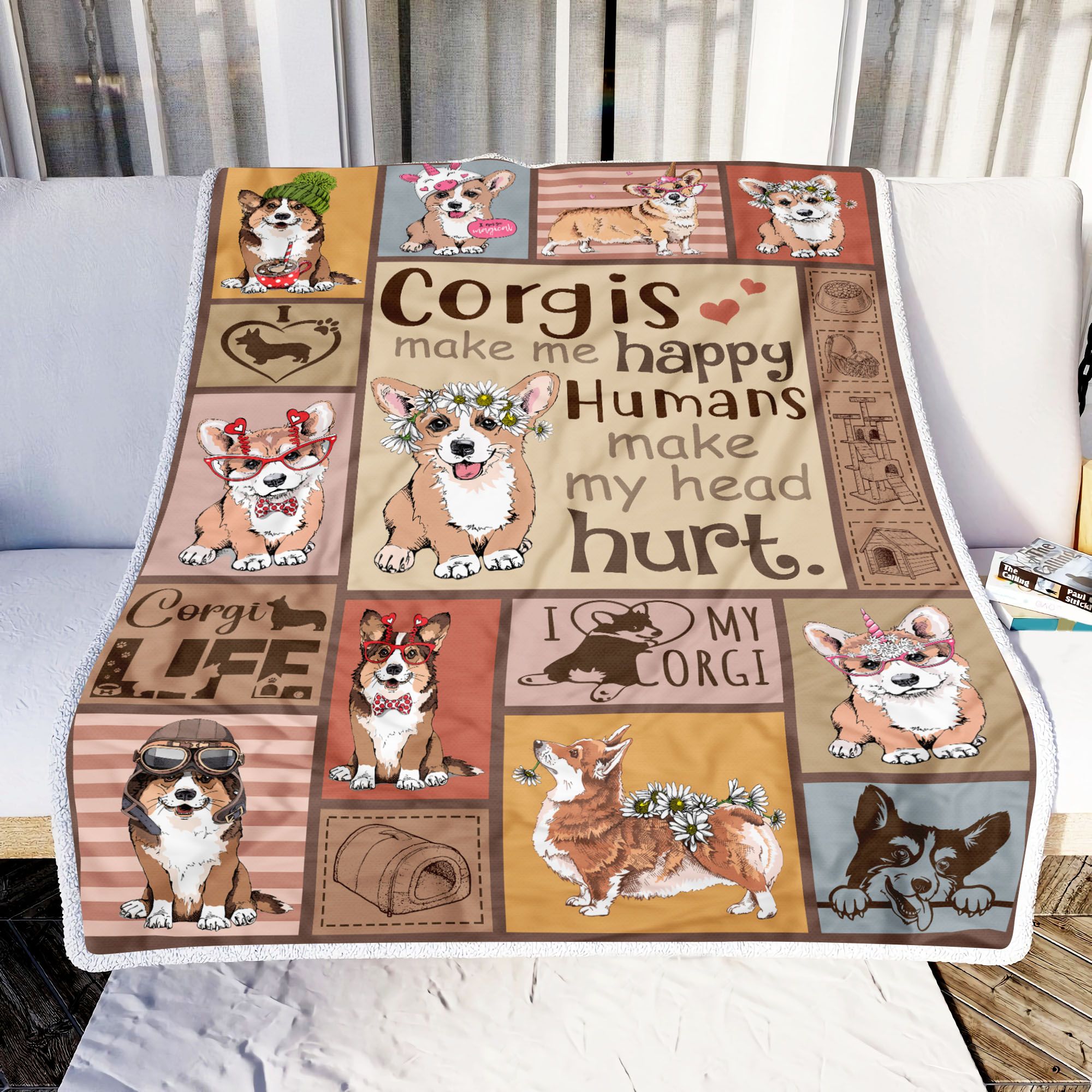Corgi Make Me Happy Fleece Blanket