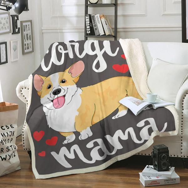 Corgi Mama Sherpa Fleece Blanket