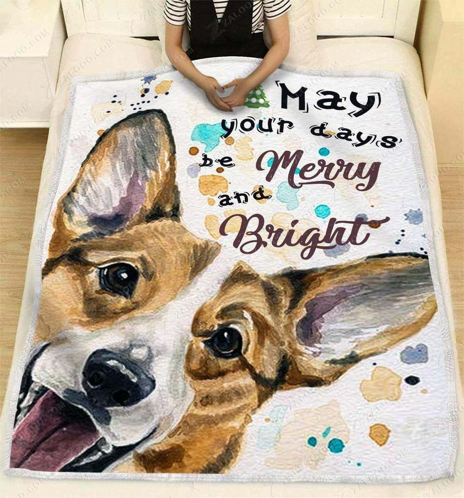 Corgi – May Your Days Be Merry And Bright Fleece Blanket