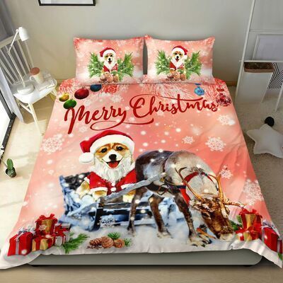 Corgi Merry Christmas Bedding Set