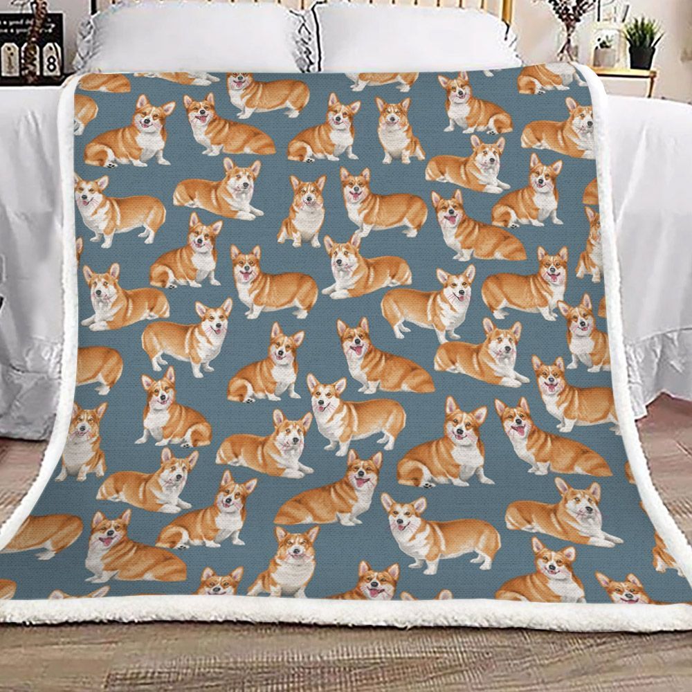 Corgi Sherpa Fleece Blanket