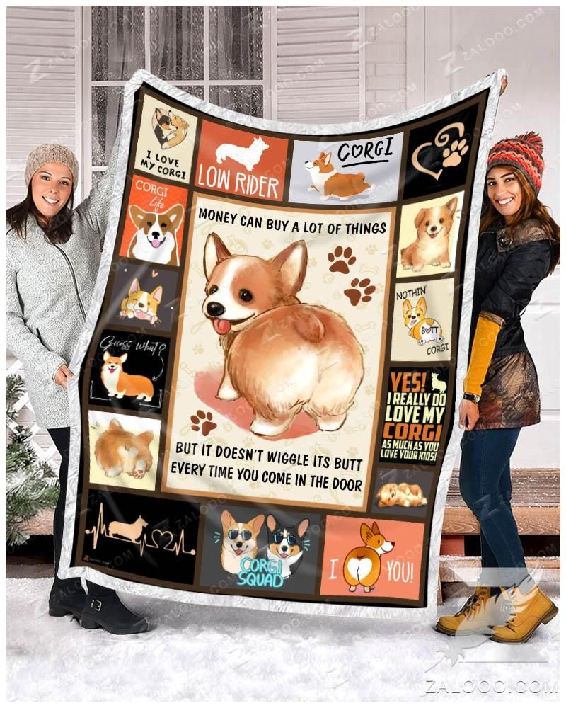 Corgi Money Can Buy A Lot Of Things Sherpa Fleece Blanket