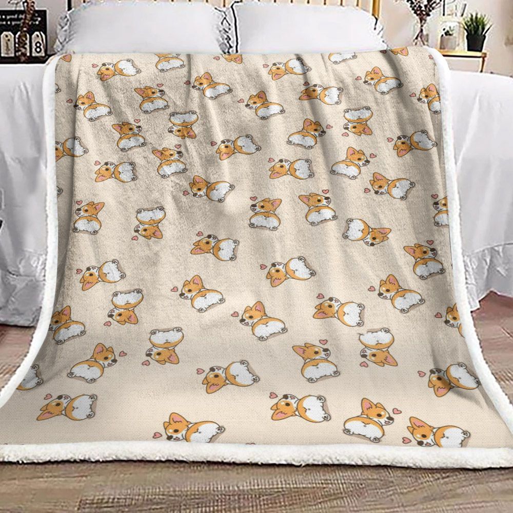 Corgi Sherpa Fleece Blanket
