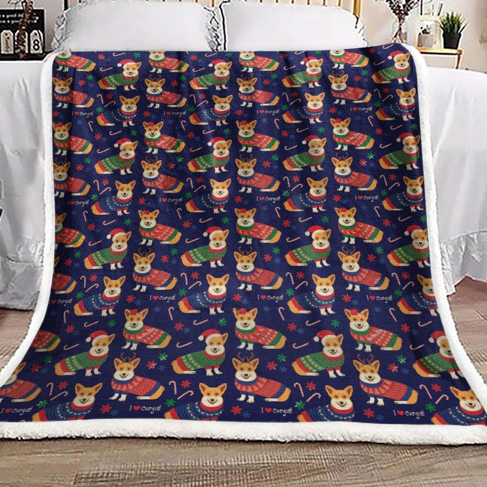 Corgi Sherpa Fleece Blanket