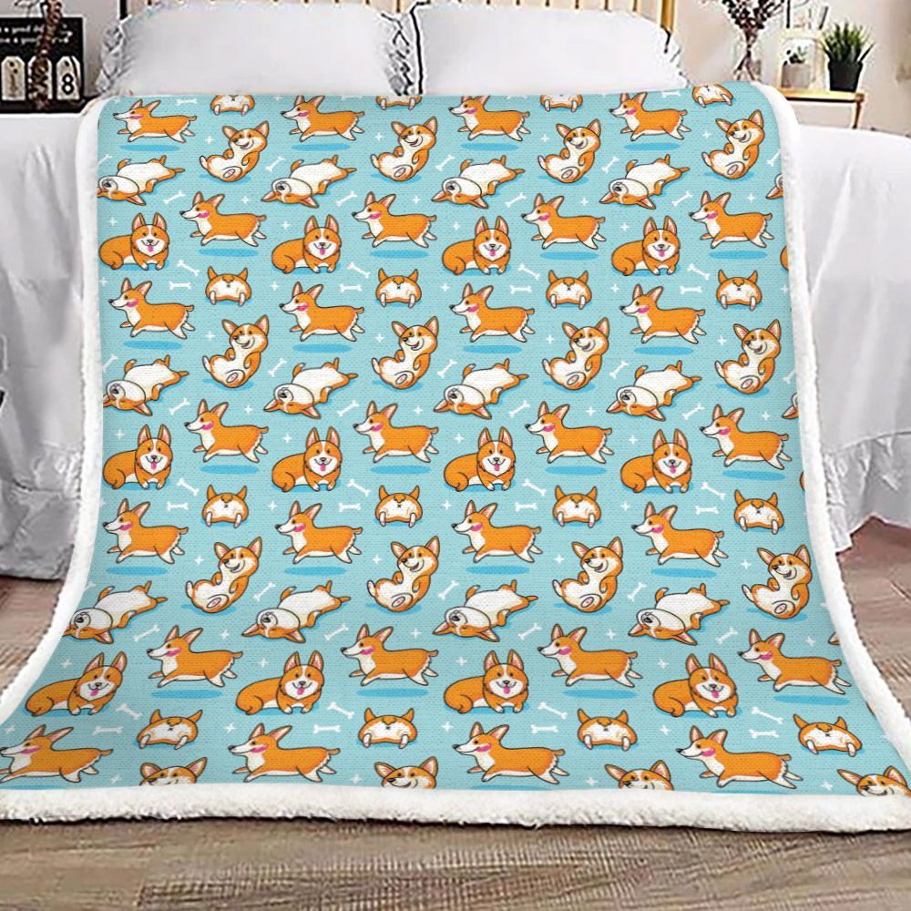 Corgi Sherpa Fleece Blanket