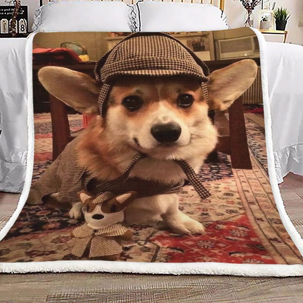 Corgi Sherpa Fleece Blanket
