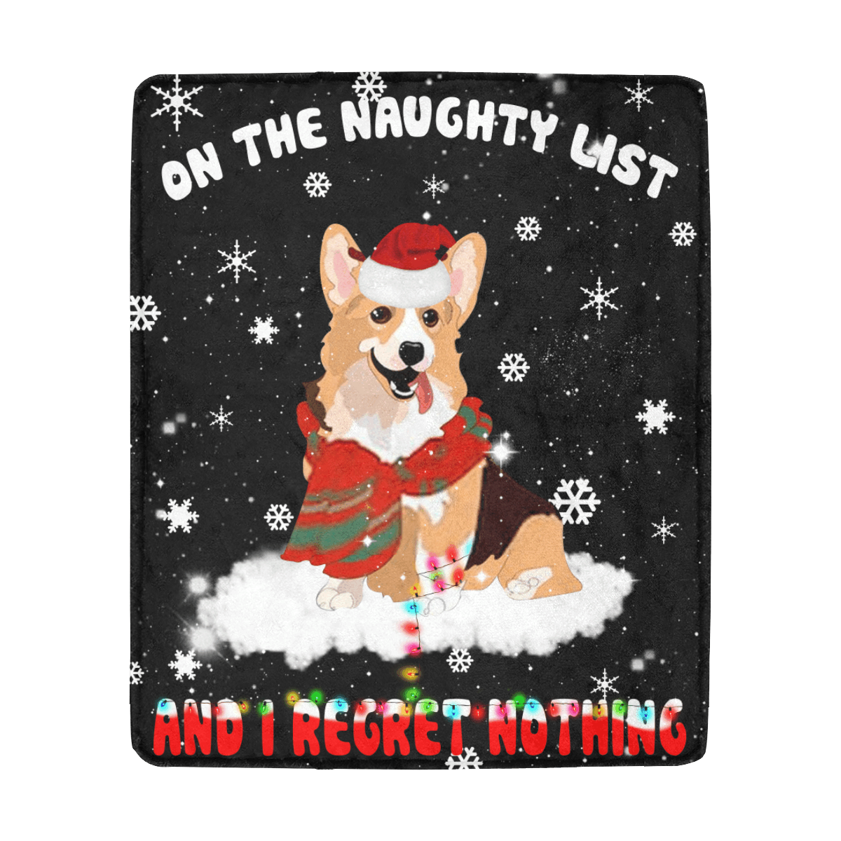 Corgi On The Naughty Sherpa Fleece Blanket