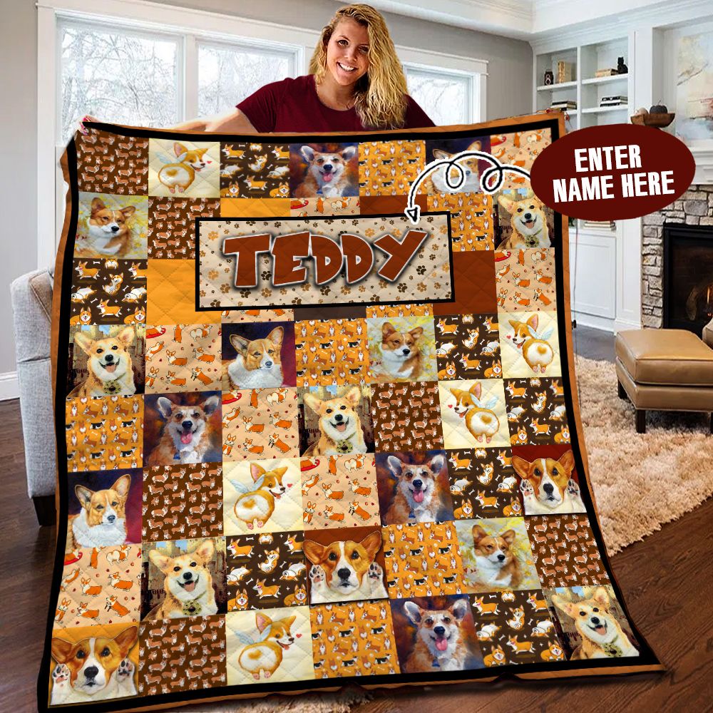Corgi Personalized BBB150951MH Quilt Blanket